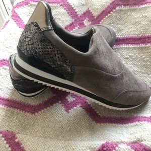 BRAND NEW Suede & Snake Patterned Slip On Sneakers